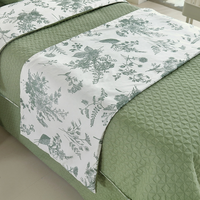 91家纺网 家纺一手货源 找家纺 琪宝阁 2025新款美容床罩四件套美容院专用套件-小风车系列 小风车-绿色