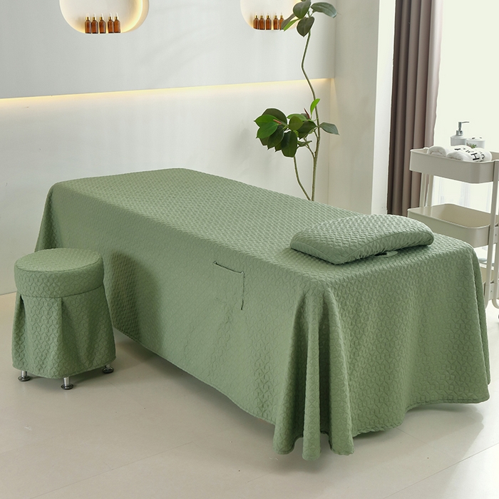 91家纺网 家纺一手货源 找家纺 琪宝阁 2025新款美容床罩四件套美容院专用套件-小风车系列 小风车-绿色