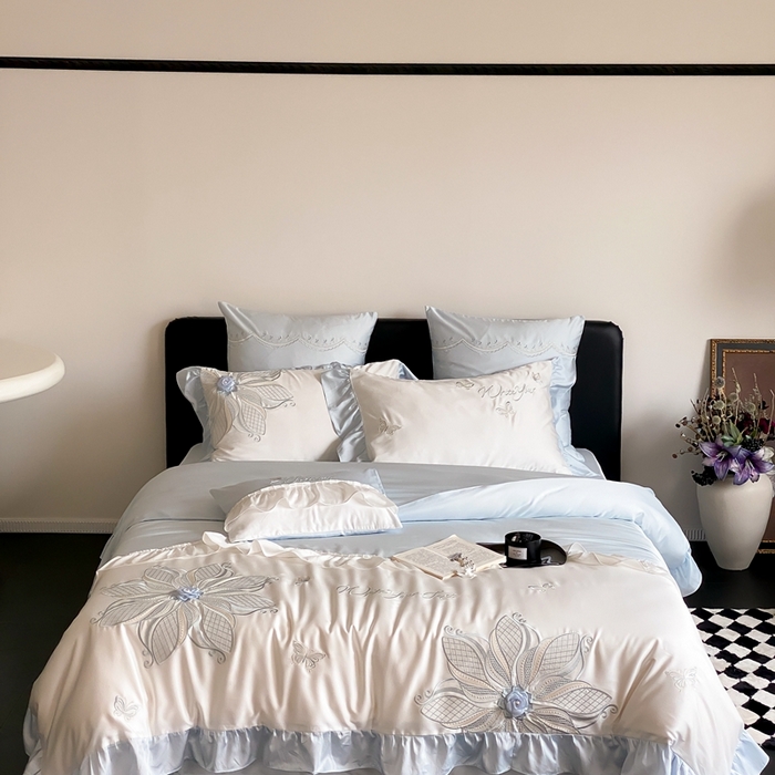 91家纺网 家纺一手货源 找家纺 （总）曼布缇 2025新款A类莱赛尔竹纤维绣花四件套-海伦娜 券后368起 会员减20