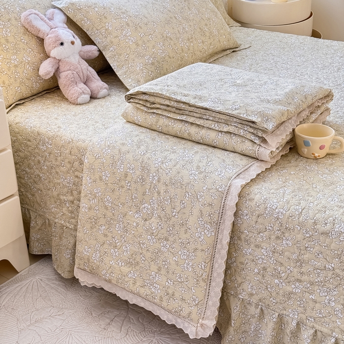 91家纺网 家纺一手货源 找家纺 （总）梦可莱家居 2025夏季新款木棉夏被镂空花边床盖四件套