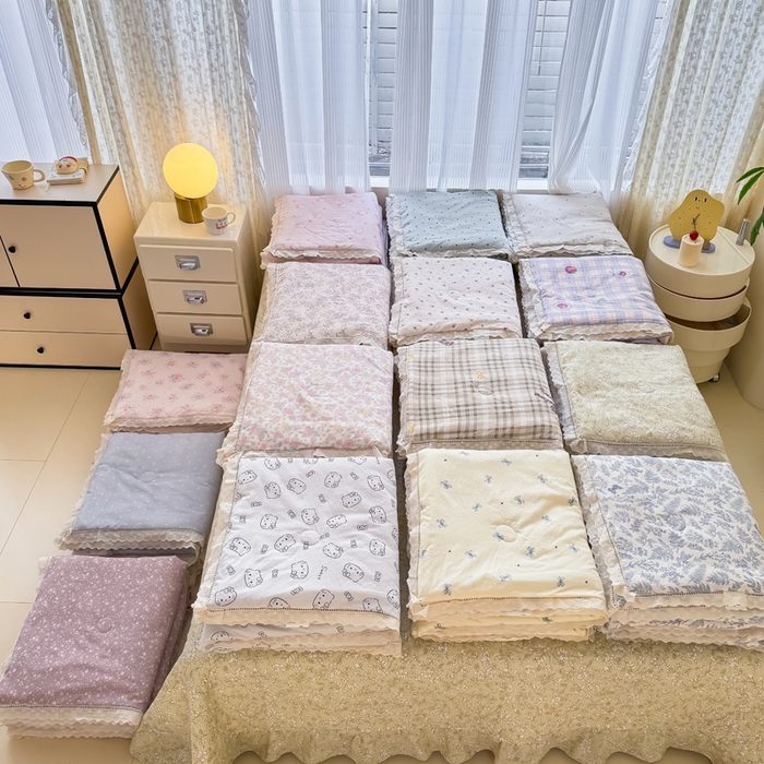 91家纺网 家纺一手货源 找家纺 （总）梦可莱家居 2025夏季新款木棉夏被镂空花边床盖四件套