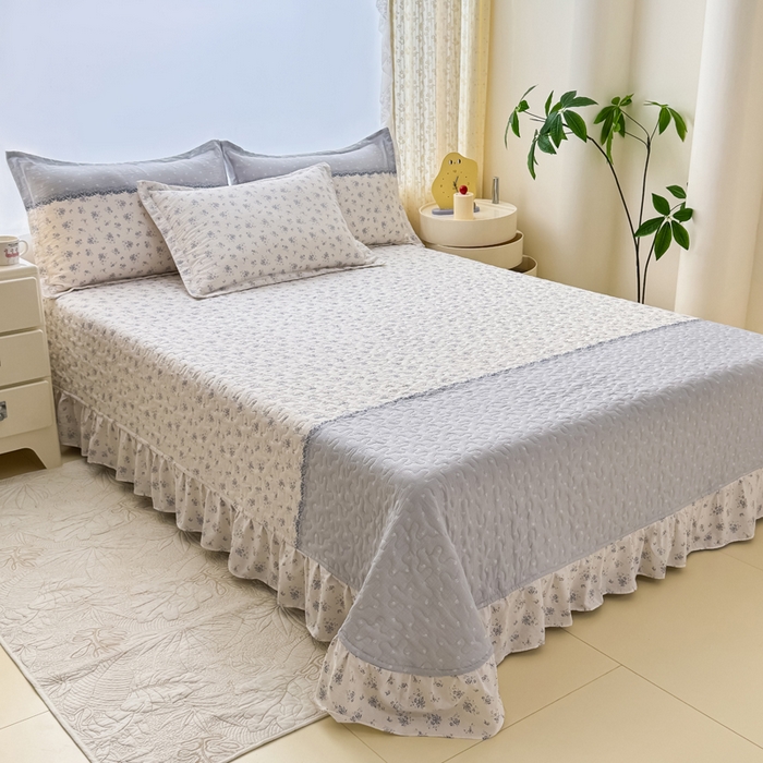 91家纺网 家纺一手货源 找家纺 梦可莱家居 2025夏季新款木棉夏被镂空花边床盖四件套 韩兰