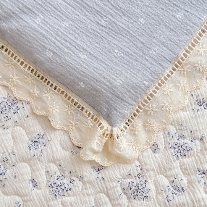 91家纺网 家纺一手货源 找家纺 梦可莱家居 2025夏季新款木棉夏被镂空花边床盖四件套 韩兰