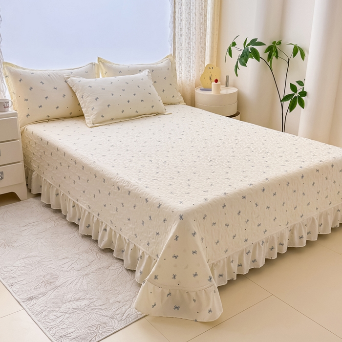 91家纺网 家纺一手货源 找家纺 梦可莱家居 2025夏季新款木棉夏被镂空花边床盖四件套 蝴蝶兰