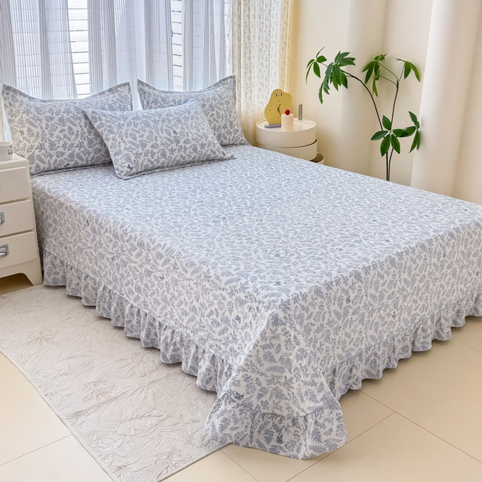 91家纺网 家纺一手货源 找家纺 梦可莱家居 2025夏季新款木棉夏被镂空花边床盖四件套 兰芝