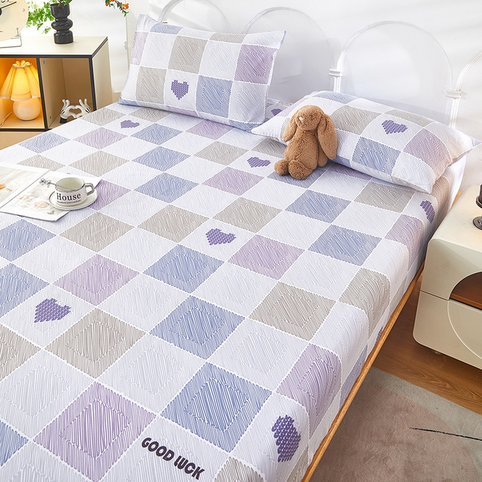 91家纺网 家纺一手货源 找家纺 蕾诺家纺 2025新款老粗布加厚全包防滑防尘罩床罩床笠 格滤