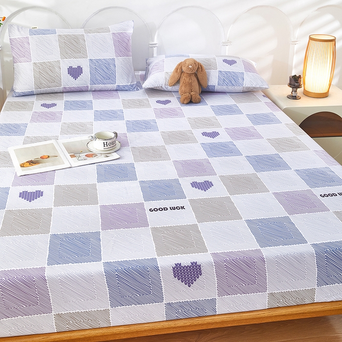 91家纺网 家纺一手货源 找家纺 蕾诺家纺 2025新款老粗布加厚全包防滑防尘罩床罩床笠 格滤