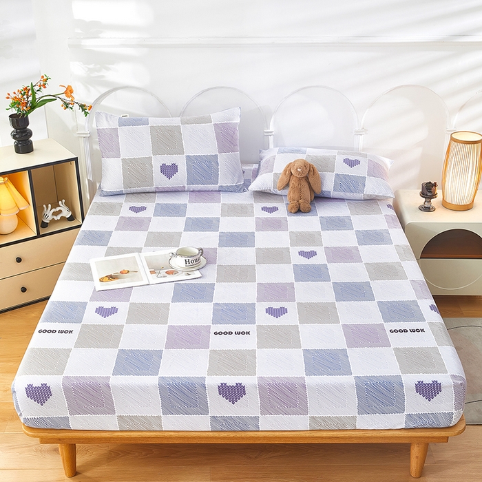 91家纺网 家纺一手货源 找家纺 蕾诺家纺 2025新款老粗布加厚全包防滑防尘罩床罩床笠 格滤