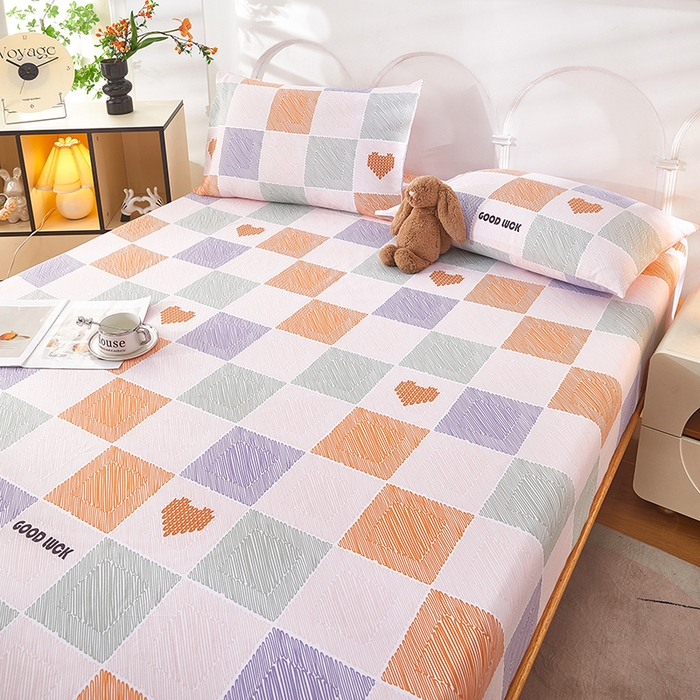 91家纺网 家纺一手货源 找家纺 蕾诺家纺 2025新款老粗布加厚全包防滑防尘罩床罩床笠 格缘