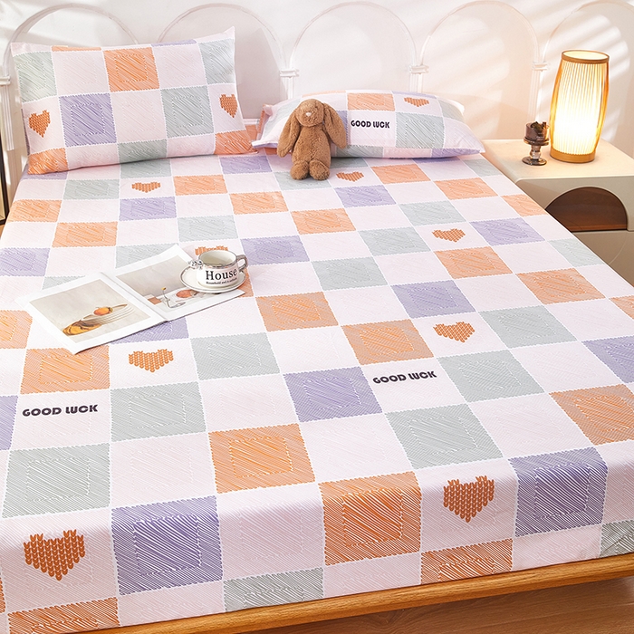 91家纺网 家纺一手货源 找家纺 蕾诺家纺 2025新款老粗布加厚全包防滑防尘罩床罩床笠 格缘