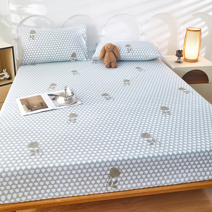 91家纺网 家纺一手货源 找家纺 蕾诺家纺 2025新款老粗布加厚全包防滑防尘罩床罩床笠 玫影