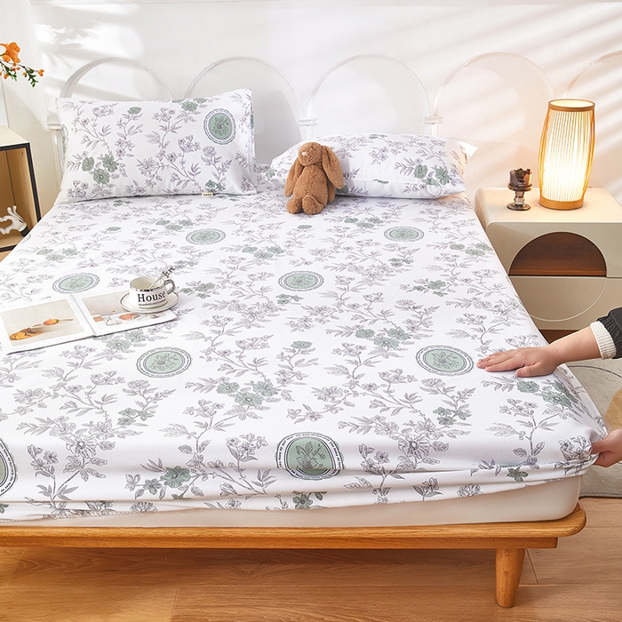 91家纺网 家纺一手货源 找家纺 蕾诺家纺 2025新款老粗布加厚全包防滑防尘罩床罩床笠 蔷绯