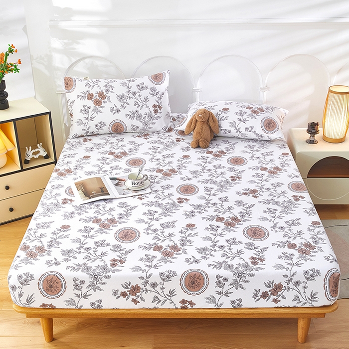 91家纺网 家纺一手货源 找家纺 蕾诺家纺 2025新款老粗布加厚全包防滑防尘罩床罩床笠 蔷馨