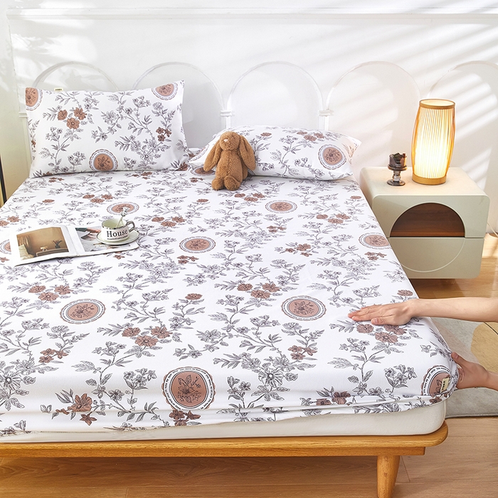 91家纺网 家纺一手货源 找家纺 蕾诺家纺 2025新款老粗布加厚全包防滑防尘罩床罩床笠 蔷馨