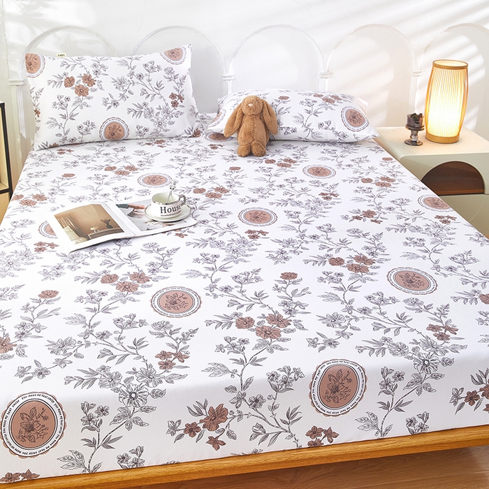 91家纺网 家纺一手货源 找家纺 蕾诺家纺 2025新款老粗布加厚全包防滑防尘罩床罩床笠 蔷馨