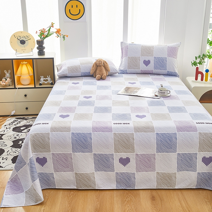 91家纺网 家纺一手货源 找家纺 蕾诺家纺 2025新款老粗布加厚全包防滑床单可组合三件套 格滤