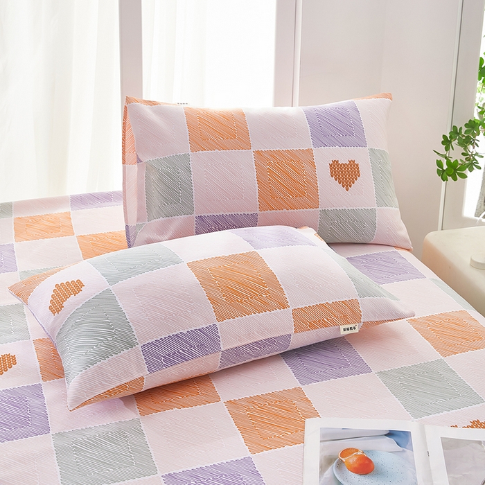 91家纺网 家纺一手货源 找家纺 蕾诺家纺 2025新款老粗布加厚全包防滑床单可组合三件套 格缘