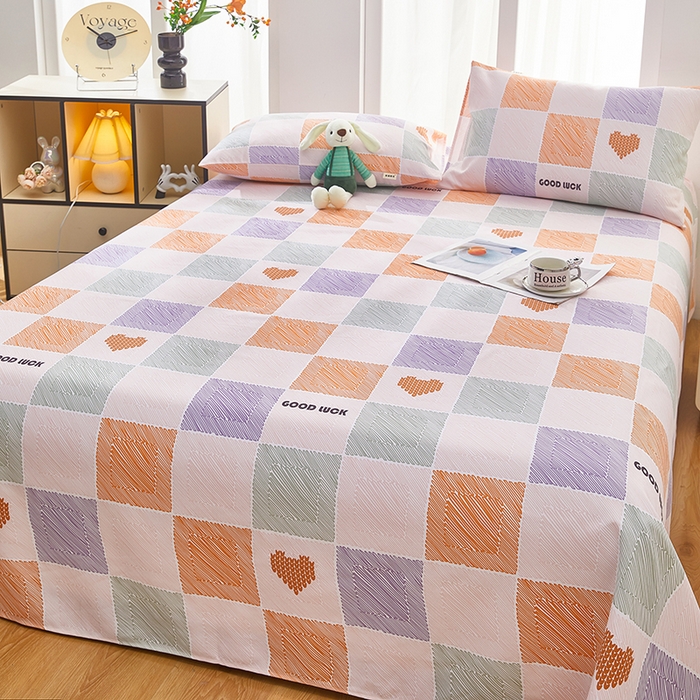 91家纺网 家纺一手货源 找家纺 蕾诺家纺 2025新款老粗布加厚全包防滑床单可组合三件套 格缘