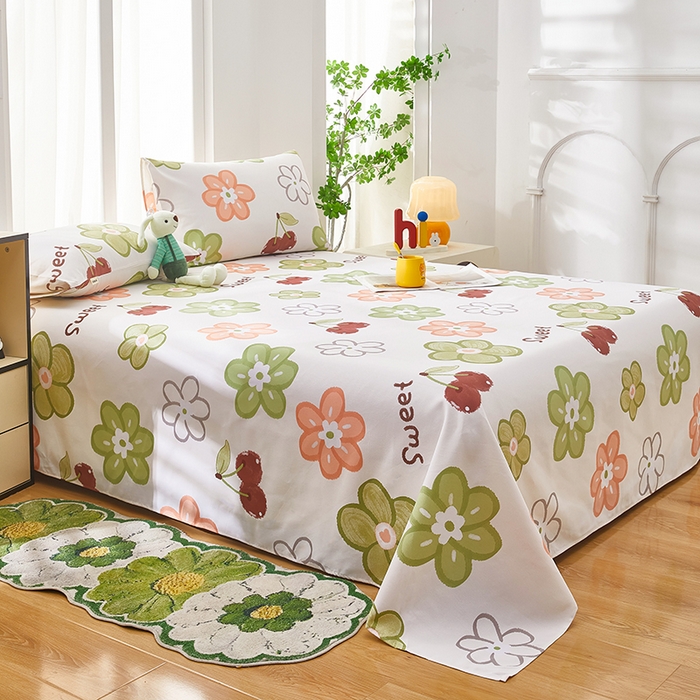 91家纺网 家纺一手货源 找家纺 蕾诺家纺 2025新款老粗布加厚全包防滑床单可组合三件套 花汐