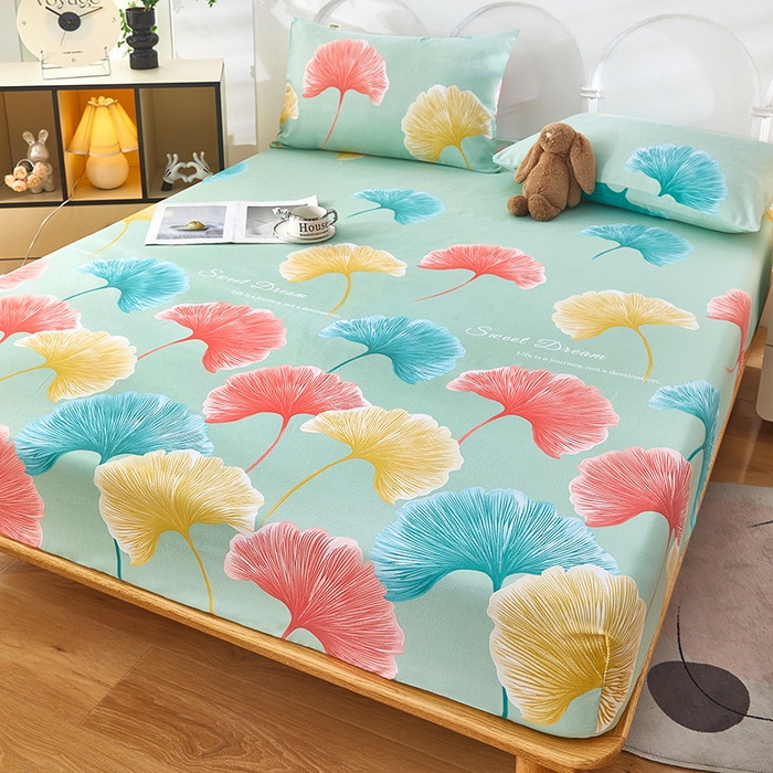 91家纺网 家纺一手货源 找家纺 蕾诺家纺 2025新款老粗布加厚全包防滑防尘罩床罩床笠 杏然