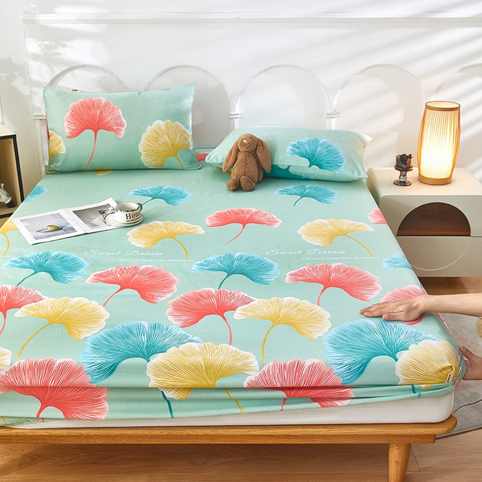 91家纺网 家纺一手货源 找家纺 蕾诺家纺 2025新款老粗布加厚全包防滑防尘罩床罩床笠 杏然