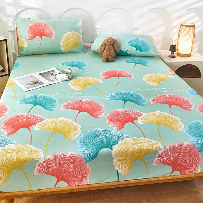 91家纺网 家纺一手货源 找家纺 蕾诺家纺 2025新款老粗布加厚全包防滑防尘罩床罩床笠 杏然