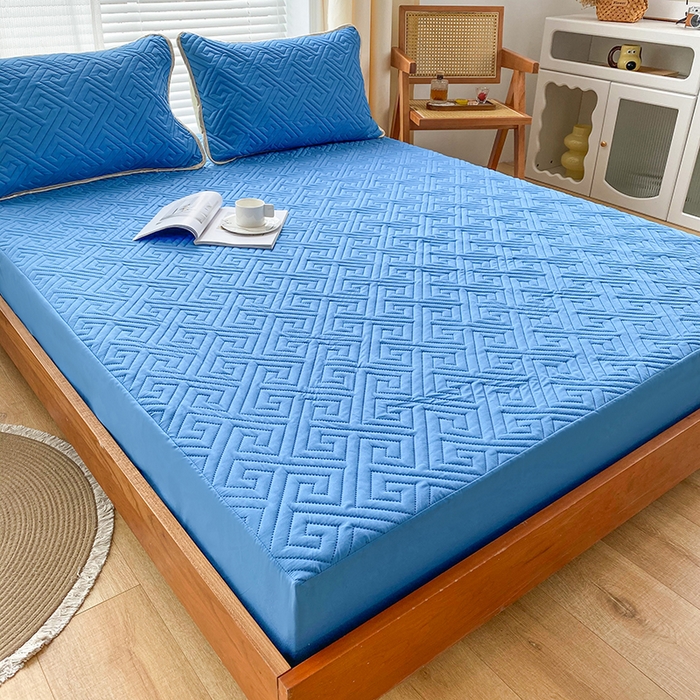 91家纺网 家纺一手货源 找家纺 花言狐语 2025新款A类防水床笠隔尿透气席梦思保护套可定制水洗 富贵格蓝