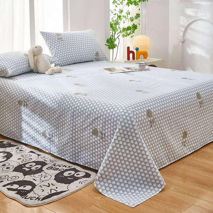 91家纺网 家纺一手货源 找家纺 蕾诺家纺 2025新款老粗布加厚全包防滑床单可组合三件套 玫影