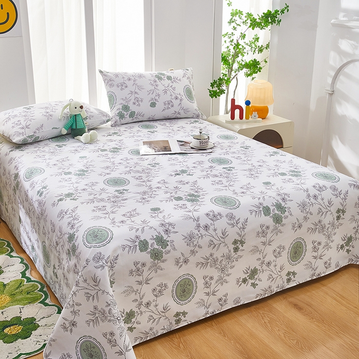 蕾诺家纺 2025新款老粗布加厚全包防滑床单可组合三件套 蔷绯