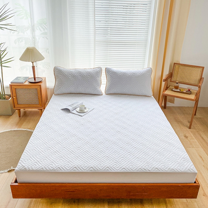 花言狐语 2025新款A类防水床笠隔尿透气席梦思保护套可定制水洗 富贵格白