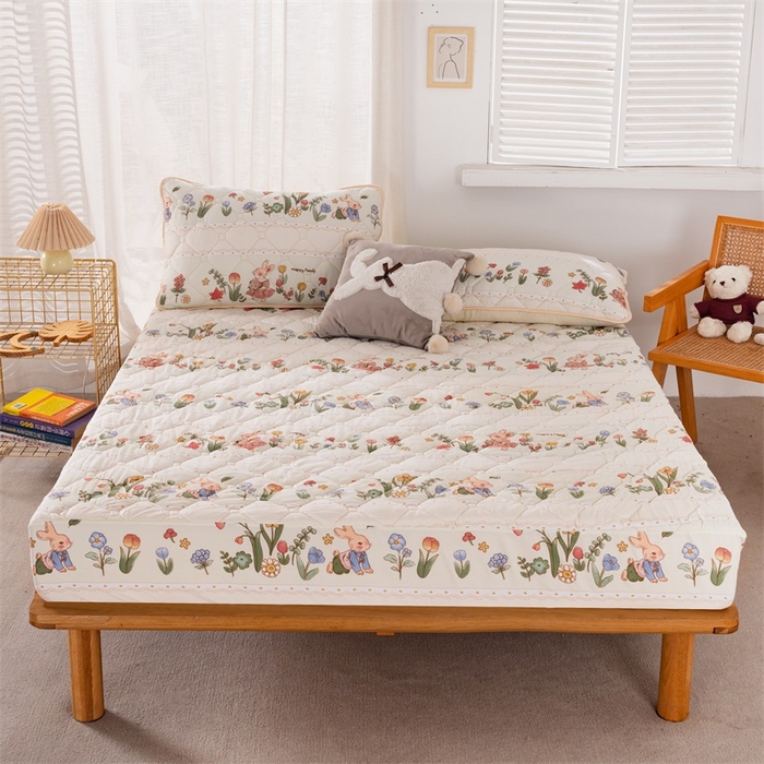 花言狐语 2025新款A类防水床笠隔尿透气席梦思保护套可定制水洗 花丛兔