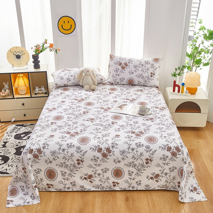 91家纺网 家纺一手货源 找家纺 蕾诺家纺 2025新款老粗布加厚全包防滑床单可组合三件套 蔷馨