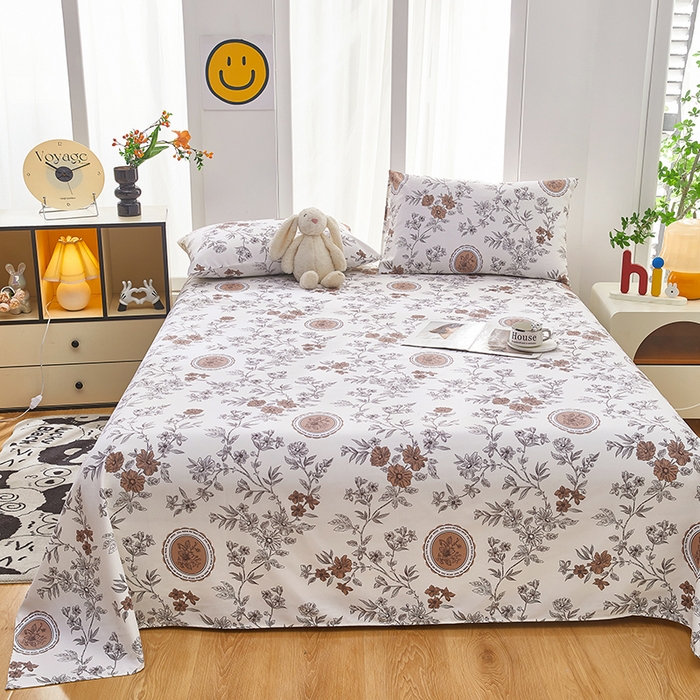 91家纺网 家纺一手货源 找家纺 蕾诺家纺 2025新款老粗布加厚全包防滑床单可组合三件套 蔷馨