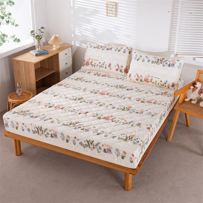 91家纺网 家纺一手货源 找家纺 花言狐语 2025新款A类防水床笠隔尿透气席梦思保护套可定制水洗 花丛兔