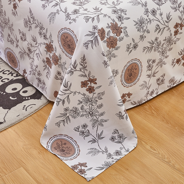 91家纺网 家纺一手货源 找家纺 蕾诺家纺 2025新款老粗布加厚全包防滑床单可组合三件套 蔷馨