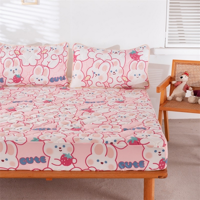 91家纺网 家纺一手货源 找家纺 花言狐语 2025新款A类防水床笠隔尿透气席梦思保护套可定制水洗 快乐兔兔