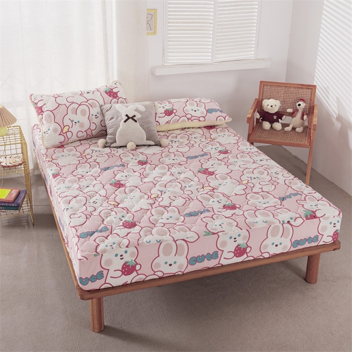 91家纺网 家纺一手货源 找家纺 花言狐语 2025新款A类防水床笠隔尿透气席梦思保护套可定制水洗 快乐兔兔