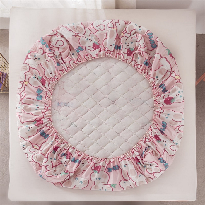 91家纺网 家纺一手货源 找家纺 花言狐语 2025新款A类防水床笠隔尿透气席梦思保护套可定制水洗 快乐兔兔