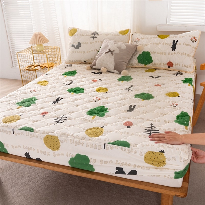 91家纺网 家纺一手货源 找家纺 花言狐语 2025新款A类防水床笠隔尿透气席梦思保护套可定制水洗 夏日时光