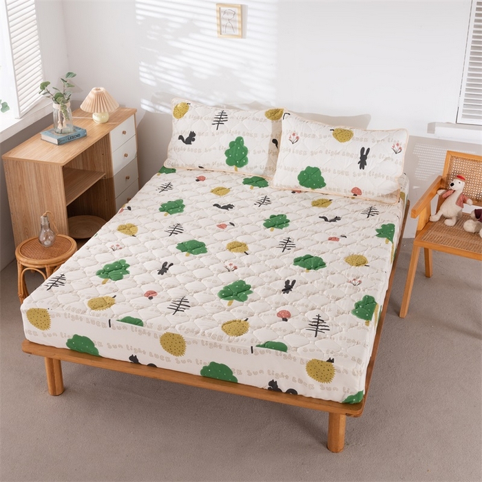 91家纺网 家纺一手货源 找家纺 花言狐语 2025新款A类防水床笠隔尿透气席梦思保护套可定制水洗 夏日时光