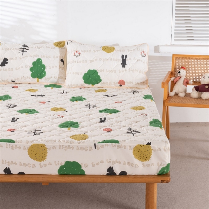 91家纺网 家纺一手货源 找家纺 花言狐语 2025新款A类防水床笠隔尿透气席梦思保护套可定制水洗 夏日时光