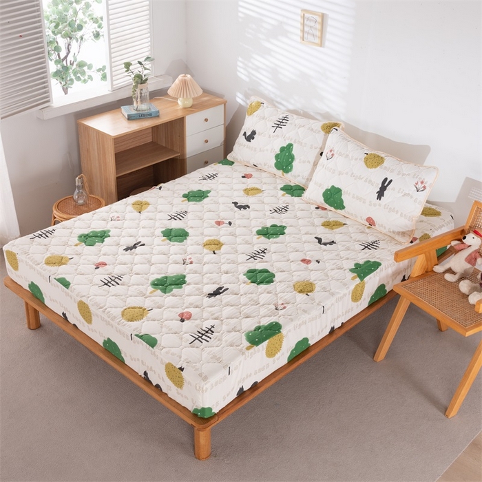 91家纺网 家纺一手货源 找家纺 花言狐语 2025新款A类防水床笠隔尿透气席梦思保护套可定制水洗 夏日时光