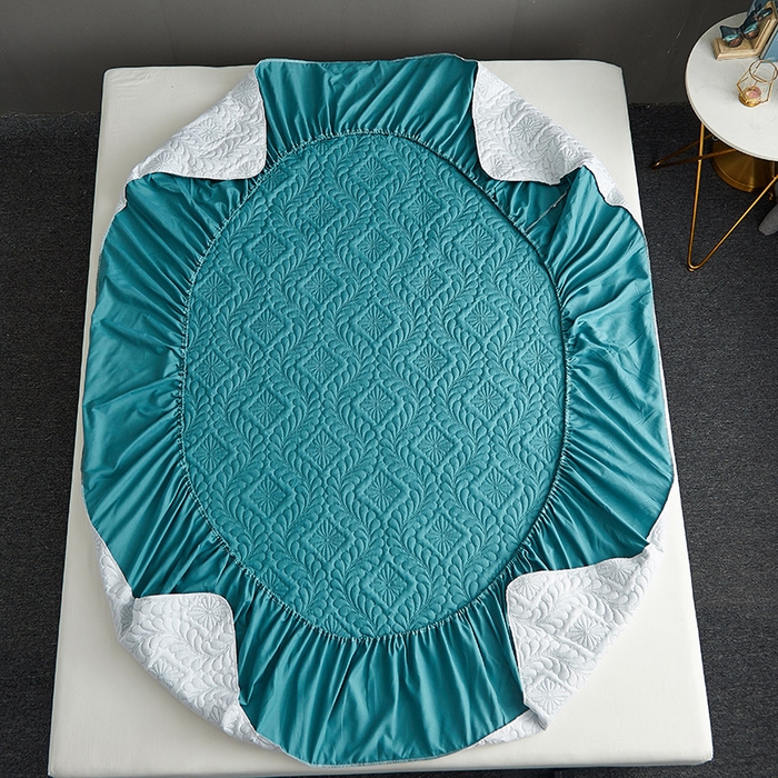 91家纺网 家纺一手货源 找家纺 花言狐语 2025新款A类防水床笠隔尿透气席梦思保护套可定制水洗 富贵花-墨绿