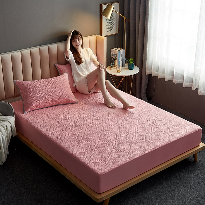 花言狐语 2025新款A类防水床笠隔尿透气席梦思保护套可定制水洗 富贵花-玉色