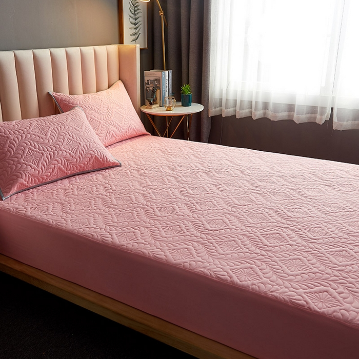 91家纺网 家纺一手货源 找家纺 花言狐语 2025新款A类防水床笠隔尿透气席梦思保护套可定制水洗 富贵花-玉色