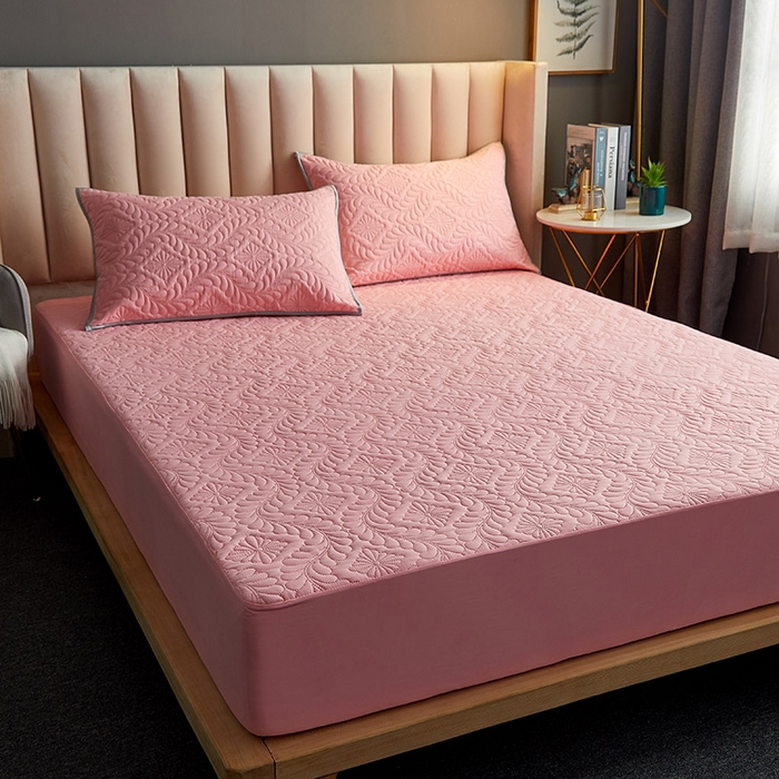 91家纺网 家纺一手货源 找家纺 花言狐语 2025新款A类防水床笠隔尿透气席梦思保护套可定制水洗 富贵花-玉色