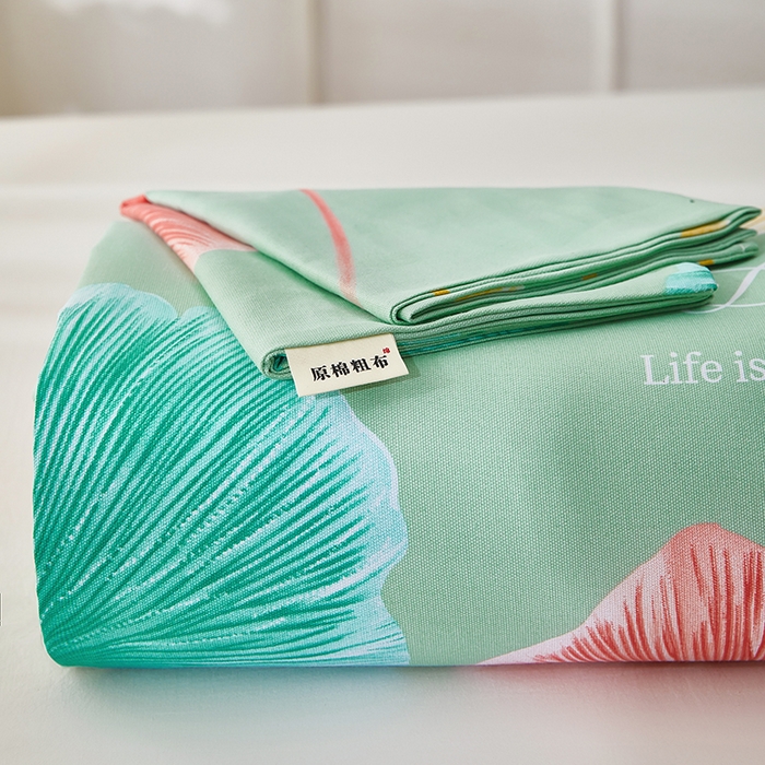 91家纺网 家纺一手货源 找家纺 蕾诺家纺 2025新款老粗布加厚全包防滑床单可组合三件套 杏然