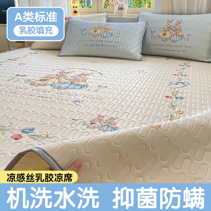 91家纺网 家纺一手货源 找家纺 布卢姆床垫 2025新款卡通A类大版数码凉感丝乳胶凉席 莫奈花园