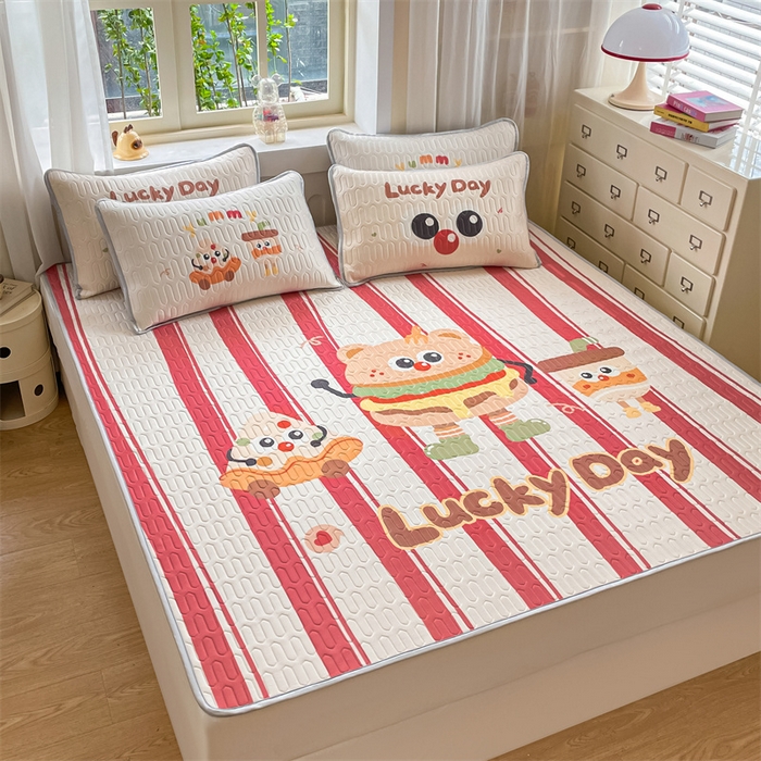 91家纺网 家纺一手货源 找家纺 布卢姆床垫 2025新款卡通A类大版数码凉感丝乳胶凉席 汉倦披萨