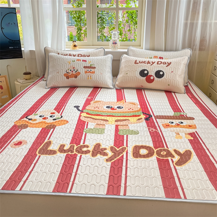 91家纺网 家纺一手货源 找家纺 布卢姆床垫 2025新款卡通A类大版数码凉感丝乳胶凉席 汉倦披萨